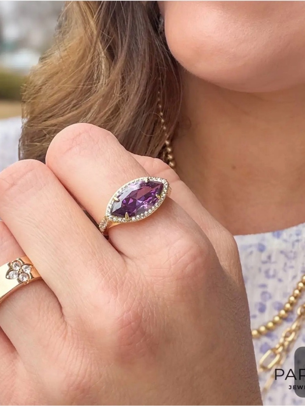 Park Lane Huckleberry Marquise Ring in Purple and Gold-Tone